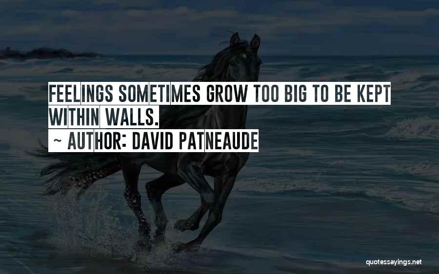 David Patneaude Quotes: Feelings Sometimes Grow Too Big To Be Kept Within Walls.