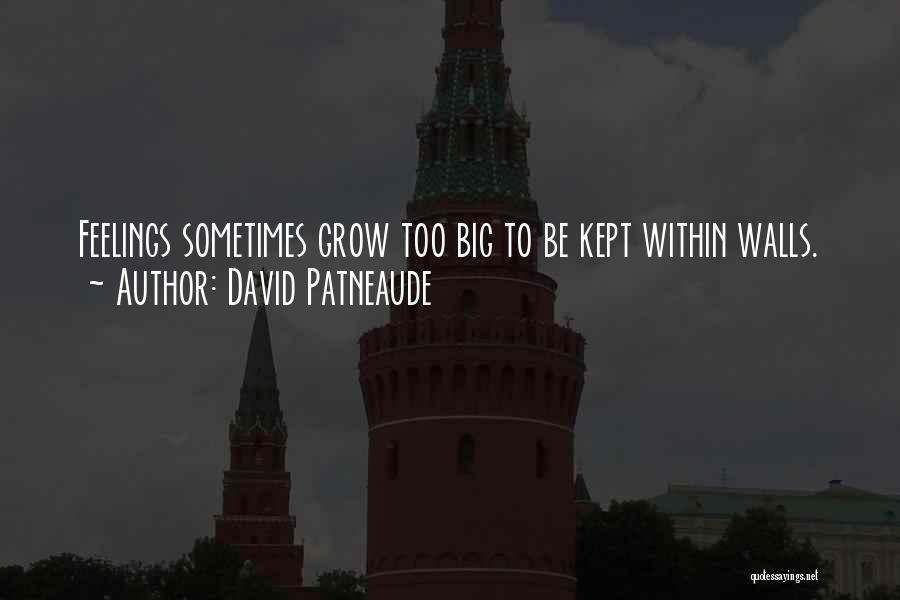 David Patneaude Quotes: Feelings Sometimes Grow Too Big To Be Kept Within Walls.