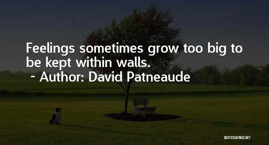 David Patneaude Quotes: Feelings Sometimes Grow Too Big To Be Kept Within Walls.