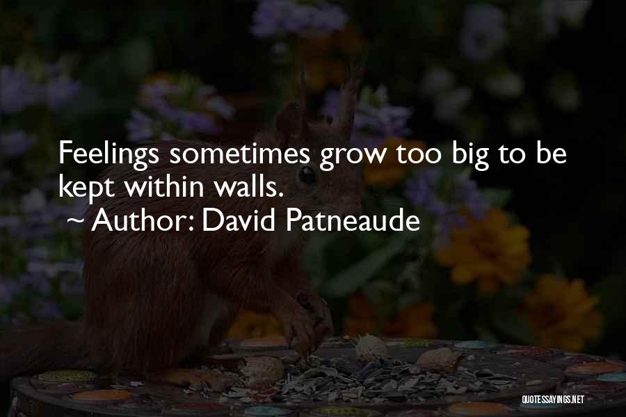 David Patneaude Quotes: Feelings Sometimes Grow Too Big To Be Kept Within Walls.