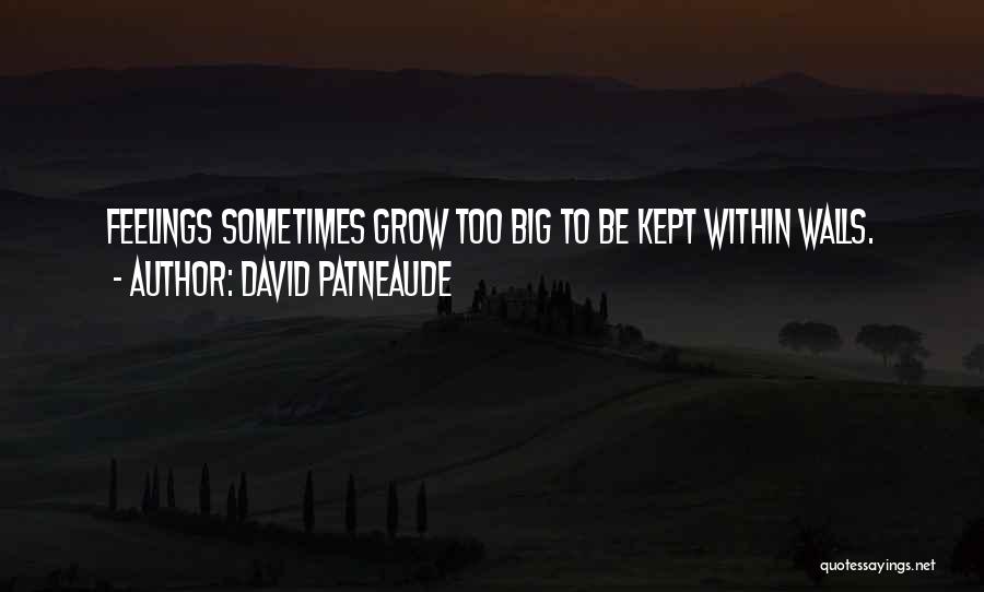 David Patneaude Quotes: Feelings Sometimes Grow Too Big To Be Kept Within Walls.