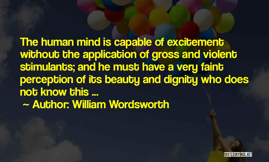 William Wordsworth Quotes: The Human Mind Is Capable Of Excitement Without The Application Of Gross And Violent Stimulants; And He Must Have A