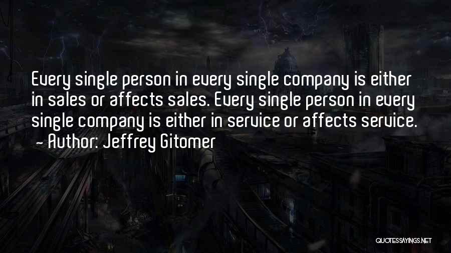 Jeffrey Gitomer Quotes: Every Single Person In Every Single Company Is Either In Sales Or Affects Sales. Every Single Person In Every Single