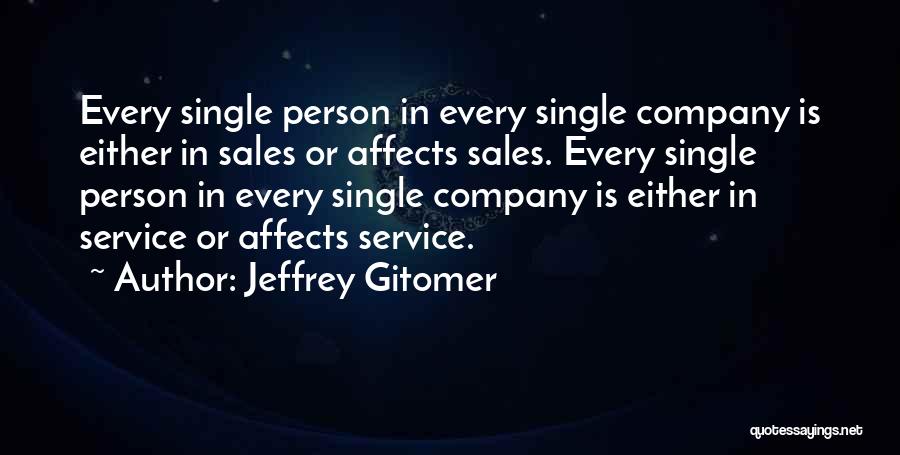 Jeffrey Gitomer Quotes: Every Single Person In Every Single Company Is Either In Sales Or Affects Sales. Every Single Person In Every Single