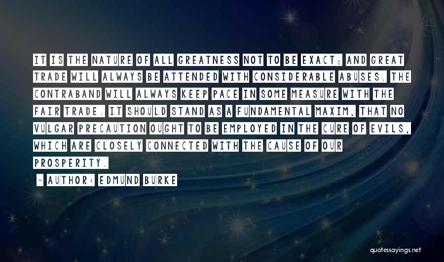 Edmund Burke Quotes: It Is The Nature Of All Greatness Not To Be Exact; And Great Trade Will Always Be Attended With Considerable