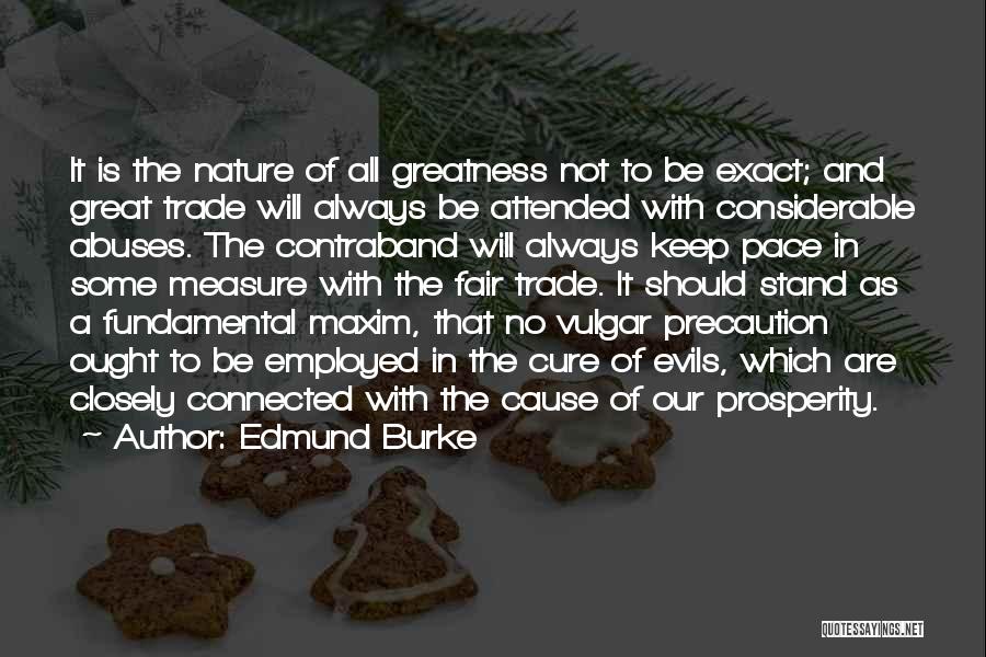 Edmund Burke Quotes: It Is The Nature Of All Greatness Not To Be Exact; And Great Trade Will Always Be Attended With Considerable