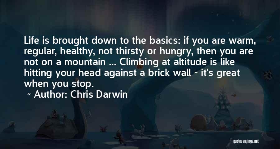 Chris Darwin Quotes: Life Is Brought Down To The Basics: If You Are Warm, Regular, Healthy, Not Thirsty Or Hungry, Then You Are