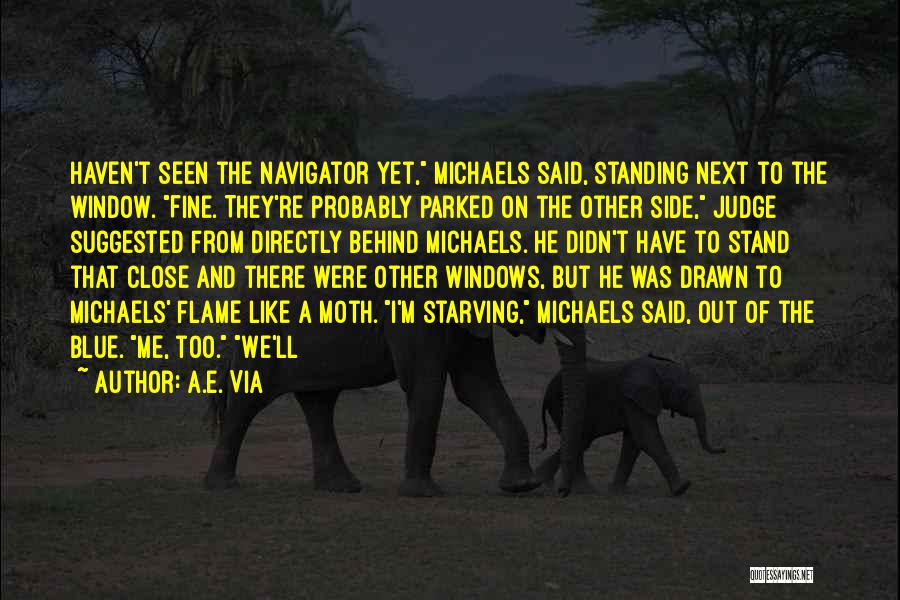 A.E. Via Quotes: Haven't Seen The Navigator Yet, Michaels Said, Standing Next To The Window. Fine. They're Probably Parked On The Other Side,