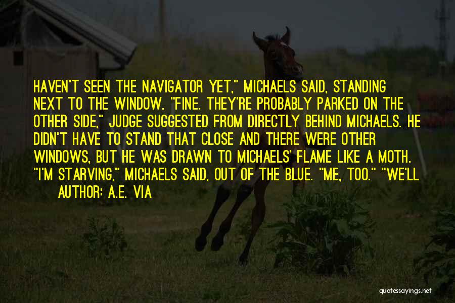 A.E. Via Quotes: Haven't Seen The Navigator Yet, Michaels Said, Standing Next To The Window. Fine. They're Probably Parked On The Other Side,