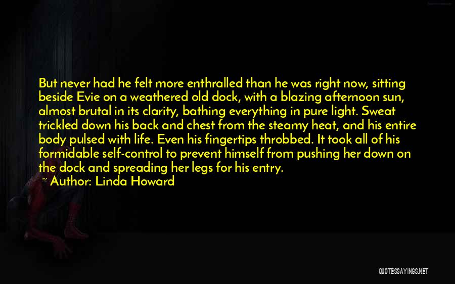 Linda Howard Quotes: But Never Had He Felt More Enthralled Than He Was Right Now, Sitting Beside Evie On A Weathered Old Dock,