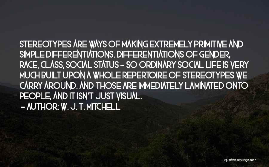 W. J. T. Mitchell Quotes: Stereotypes Are Ways Of Making Extremely Primitive And Simple Differentiations. Differentiations Of Gender, Race, Class, Social Status - So Ordinary