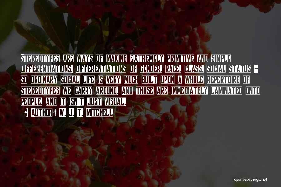 W. J. T. Mitchell Quotes: Stereotypes Are Ways Of Making Extremely Primitive And Simple Differentiations. Differentiations Of Gender, Race, Class, Social Status - So Ordinary