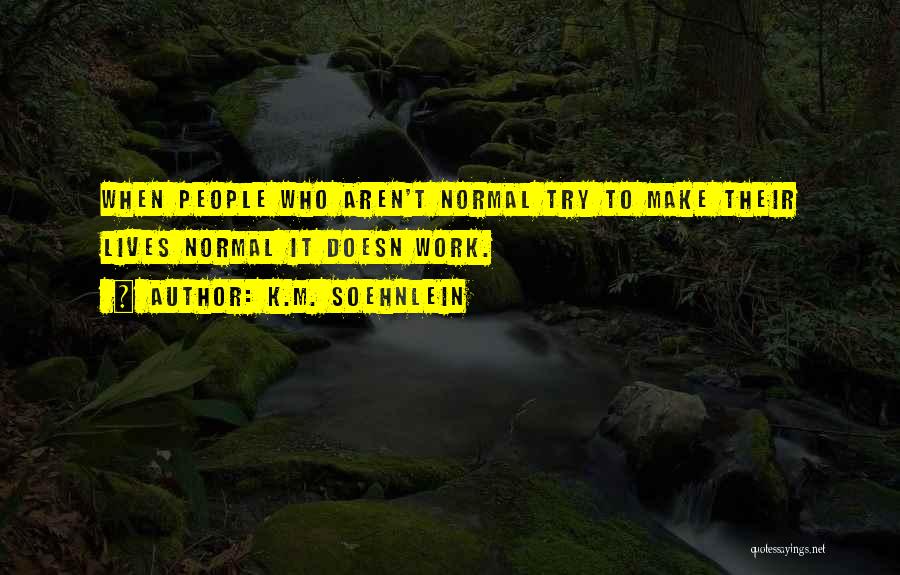 K.M. Soehnlein Quotes: When People Who Aren't Normal Try To Make Their Lives Normal It Doesn Work.