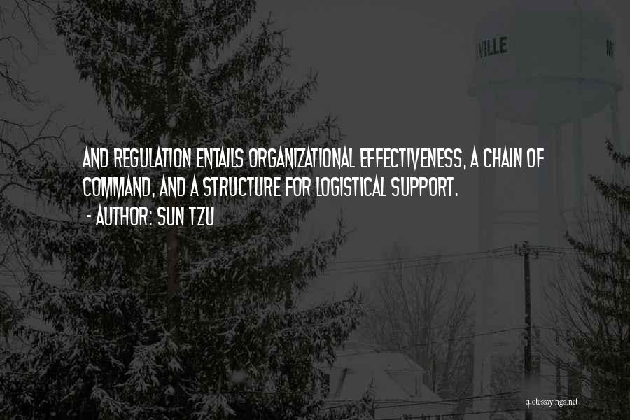 Sun Tzu Quotes: And Regulation Entails Organizational Effectiveness, A Chain Of Command, And A Structure For Logistical Support.