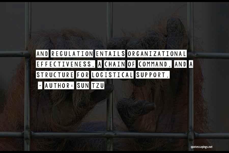 Sun Tzu Quotes: And Regulation Entails Organizational Effectiveness, A Chain Of Command, And A Structure For Logistical Support.