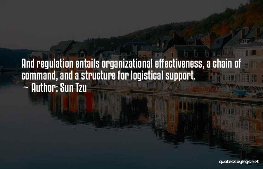 Sun Tzu Quotes: And Regulation Entails Organizational Effectiveness, A Chain Of Command, And A Structure For Logistical Support.