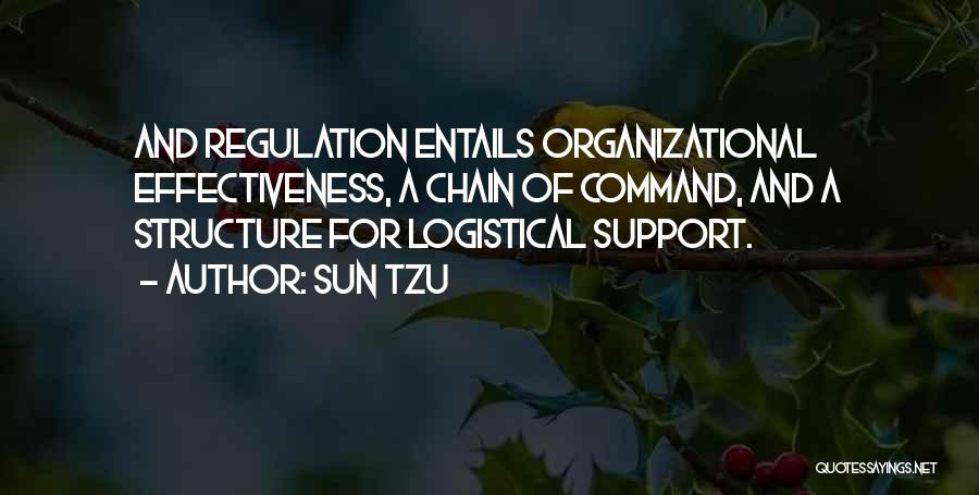 Sun Tzu Quotes: And Regulation Entails Organizational Effectiveness, A Chain Of Command, And A Structure For Logistical Support.