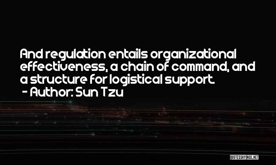 Sun Tzu Quotes: And Regulation Entails Organizational Effectiveness, A Chain Of Command, And A Structure For Logistical Support.