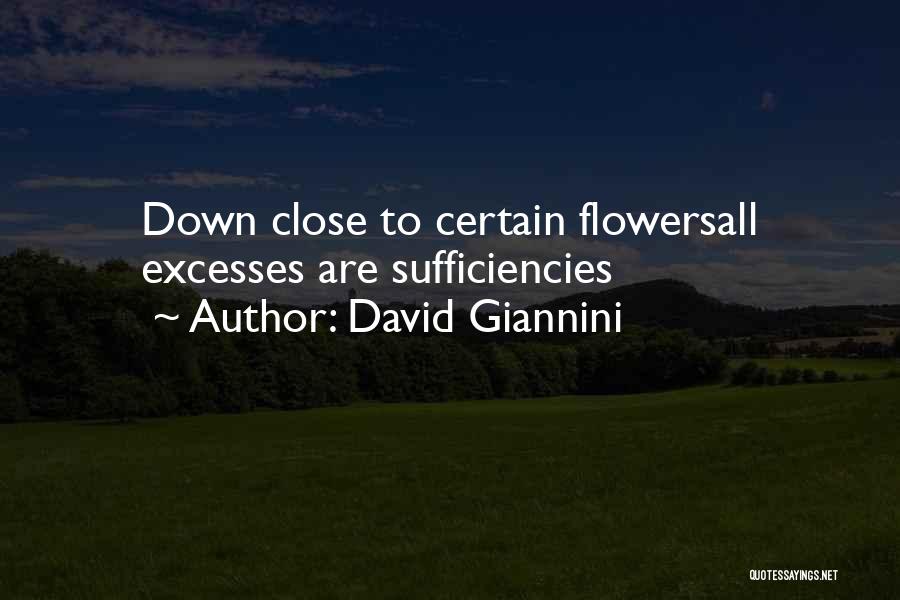 David Giannini Quotes: Down Close To Certain Flowersall Excesses Are Sufficiencies