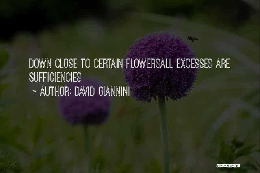 David Giannini Quotes: Down Close To Certain Flowersall Excesses Are Sufficiencies