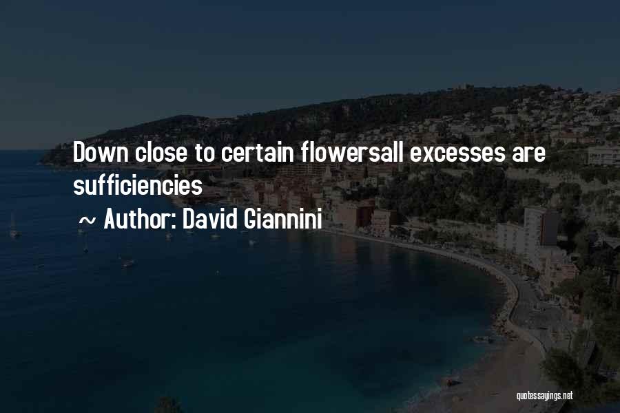 David Giannini Quotes: Down Close To Certain Flowersall Excesses Are Sufficiencies