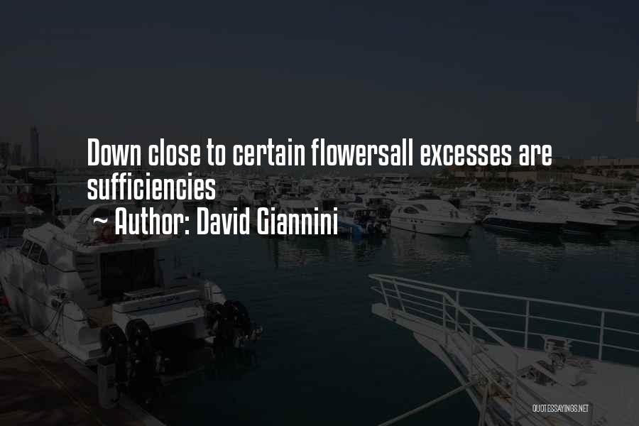 David Giannini Quotes: Down Close To Certain Flowersall Excesses Are Sufficiencies