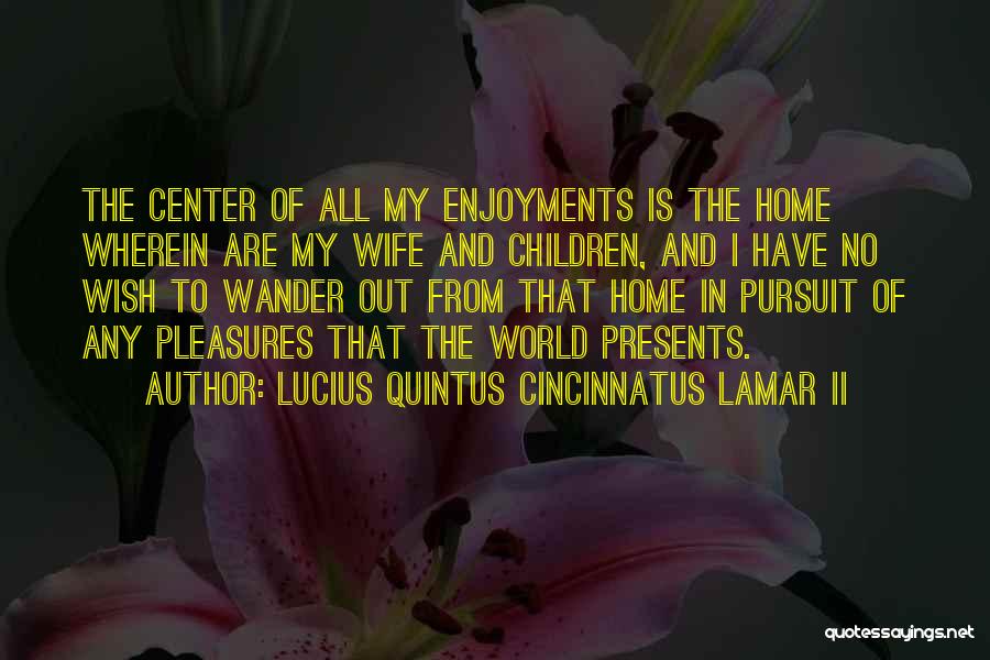 Lucius Quintus Cincinnatus Lamar II Quotes: The Center Of All My Enjoyments Is The Home Wherein Are My Wife And Children, And I Have No Wish
