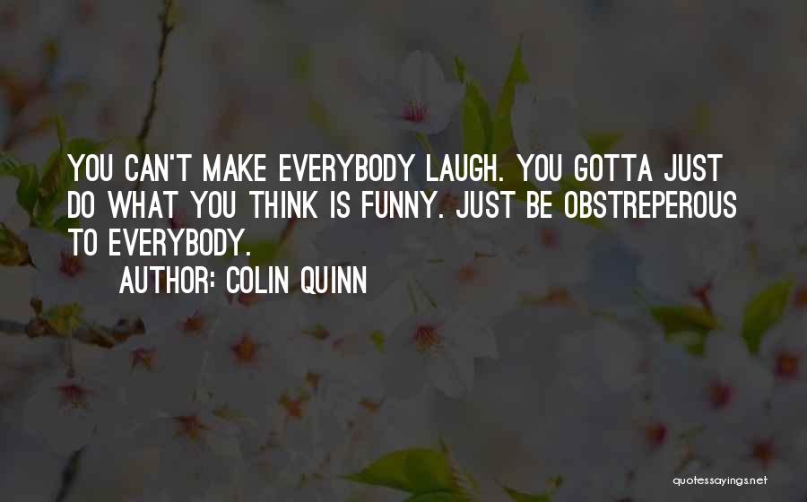 Colin Quinn Quotes: You Can't Make Everybody Laugh. You Gotta Just Do What You Think Is Funny. Just Be Obstreperous To Everybody.