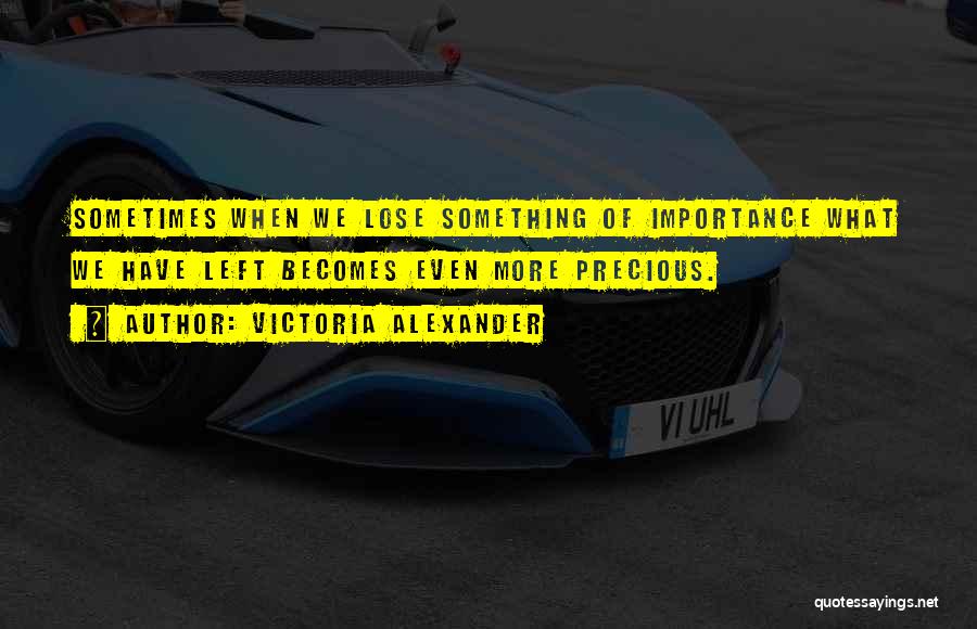 Victoria Alexander Quotes: Sometimes When We Lose Something Of Importance What We Have Left Becomes Even More Precious.