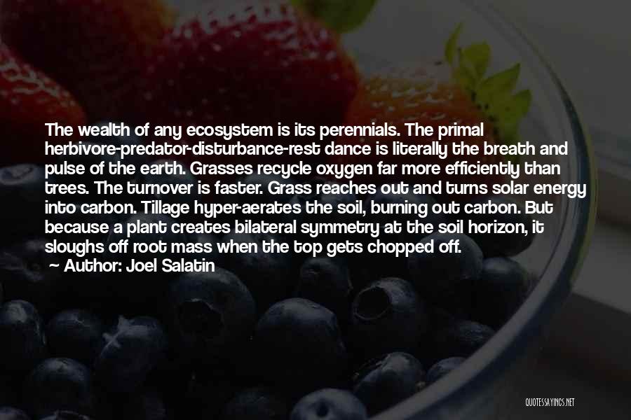 Joel Salatin Quotes: The Wealth Of Any Ecosystem Is Its Perennials. The Primal Herbivore-predator-disturbance-rest Dance Is Literally The Breath And Pulse Of The