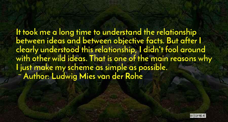 Ludwig Mies Van Der Rohe Quotes: It Took Me A Long Time To Understand The Relationship Between Ideas And Between Objective Facts. But After I Clearly
