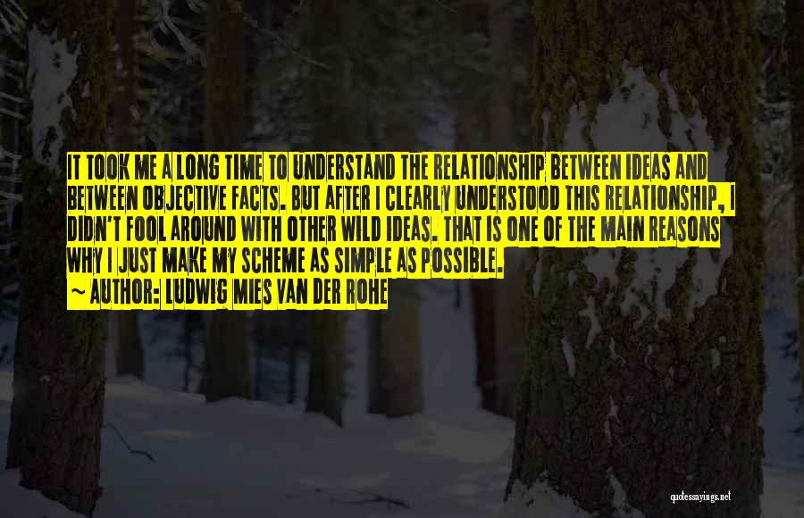 Ludwig Mies Van Der Rohe Quotes: It Took Me A Long Time To Understand The Relationship Between Ideas And Between Objective Facts. But After I Clearly