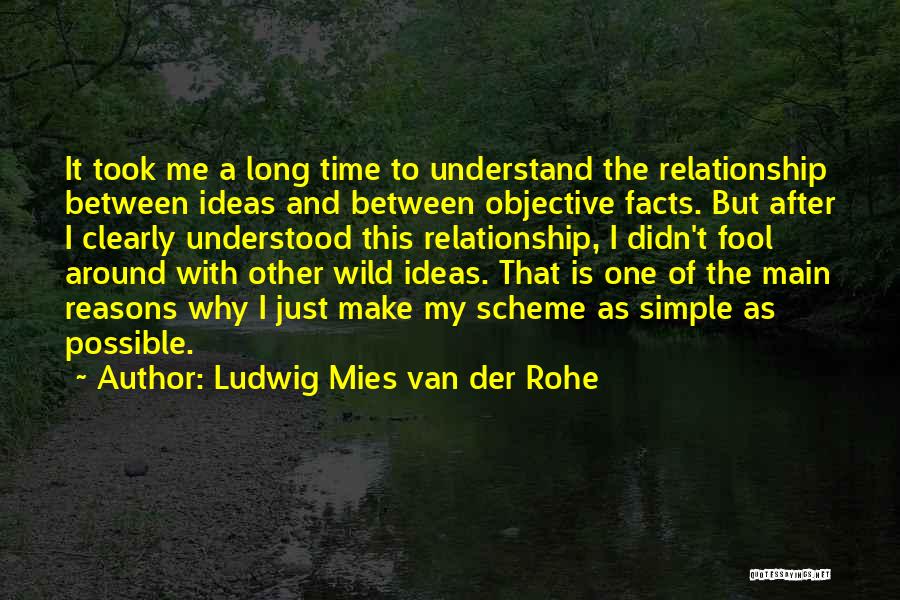 Ludwig Mies Van Der Rohe Quotes: It Took Me A Long Time To Understand The Relationship Between Ideas And Between Objective Facts. But After I Clearly