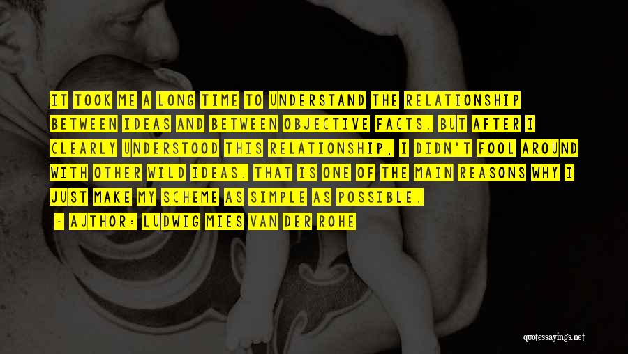 Ludwig Mies Van Der Rohe Quotes: It Took Me A Long Time To Understand The Relationship Between Ideas And Between Objective Facts. But After I Clearly