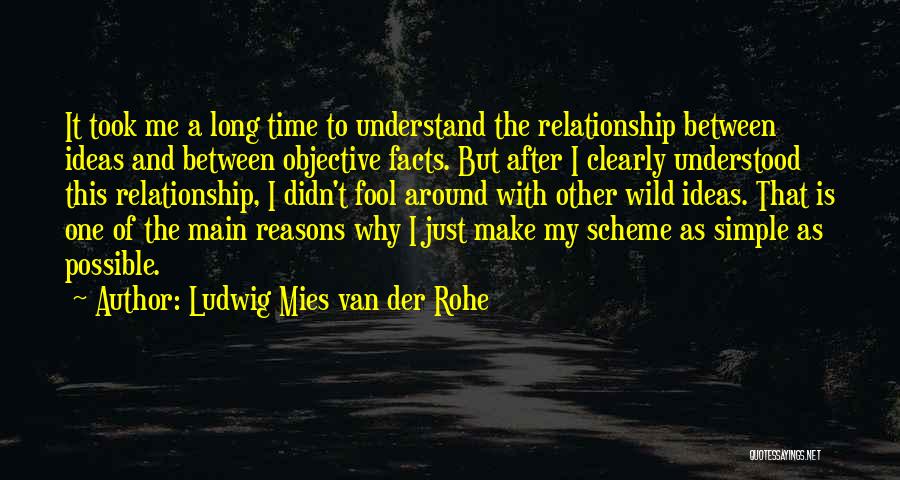 Ludwig Mies Van Der Rohe Quotes: It Took Me A Long Time To Understand The Relationship Between Ideas And Between Objective Facts. But After I Clearly