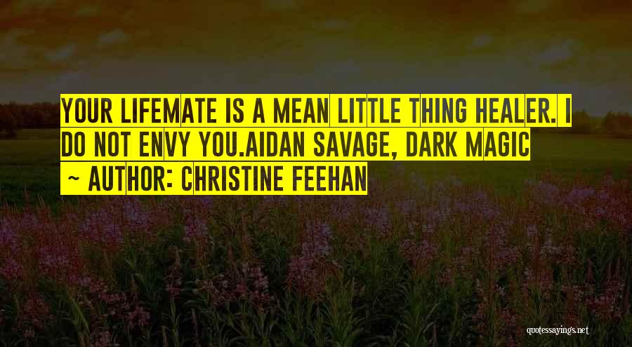 Christine Feehan Quotes: Your Lifemate Is A Mean Little Thing Healer. I Do Not Envy You.aidan Savage, Dark Magic