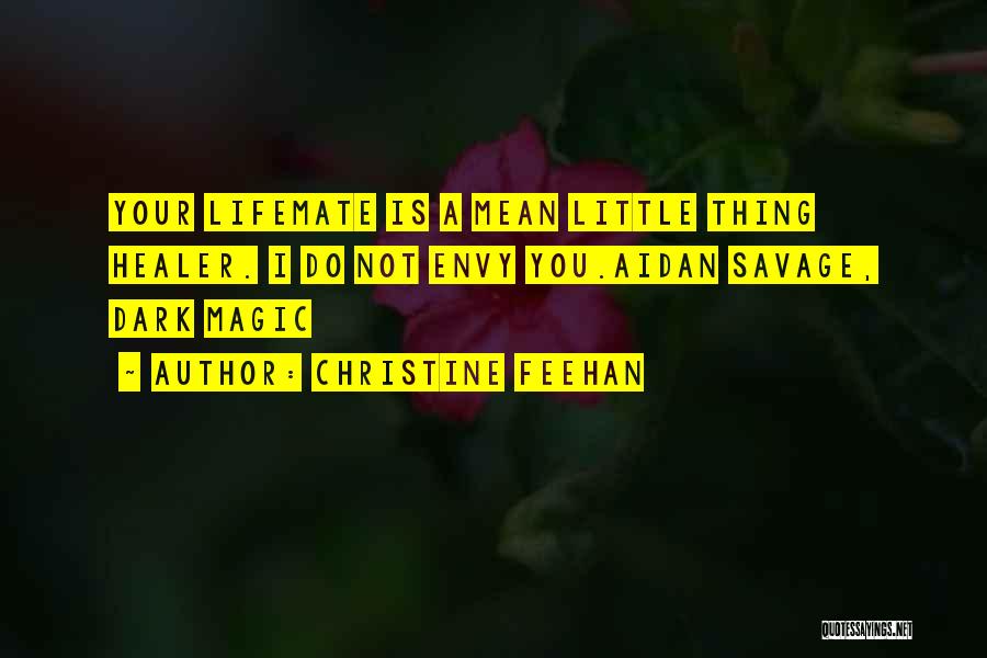 Christine Feehan Quotes: Your Lifemate Is A Mean Little Thing Healer. I Do Not Envy You.aidan Savage, Dark Magic