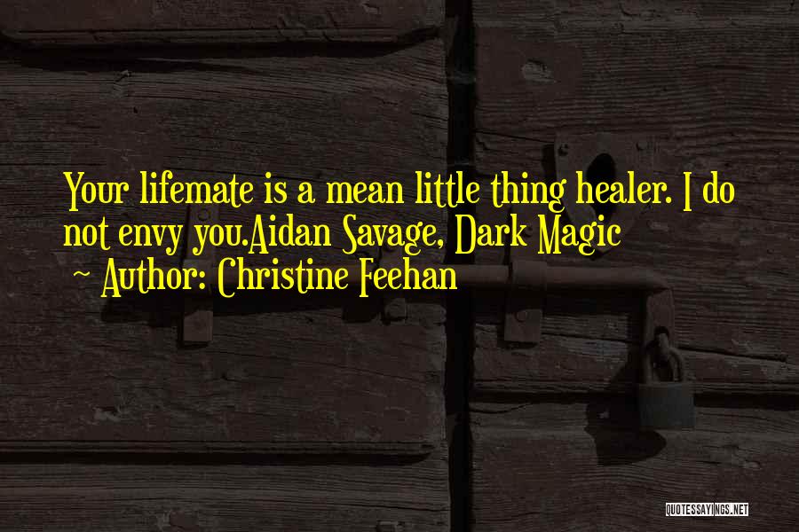 Christine Feehan Quotes: Your Lifemate Is A Mean Little Thing Healer. I Do Not Envy You.aidan Savage, Dark Magic