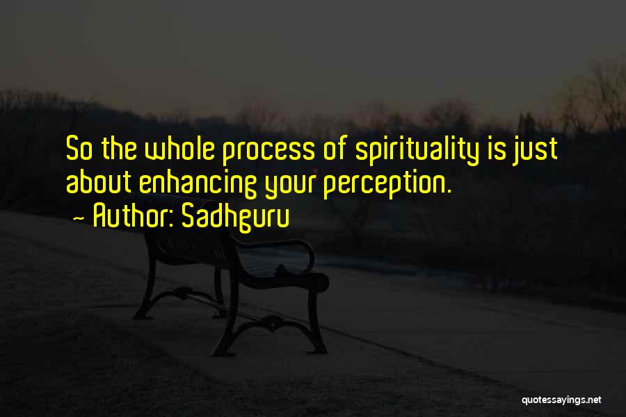 Sadhguru Quotes: So The Whole Process Of Spirituality Is Just About Enhancing Your Perception.