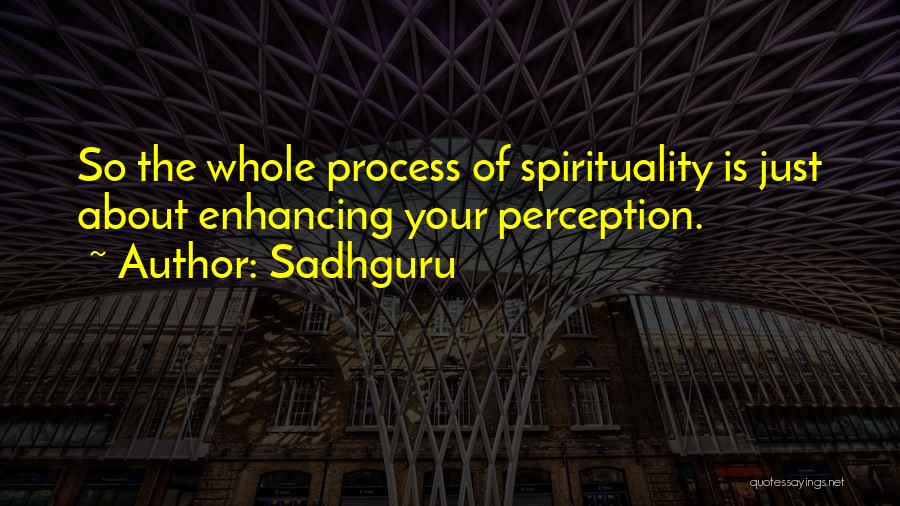 Sadhguru Quotes: So The Whole Process Of Spirituality Is Just About Enhancing Your Perception.