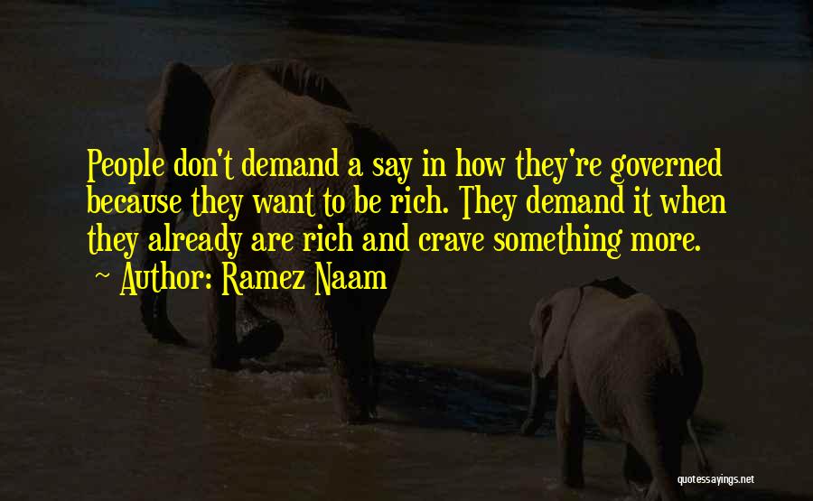 Ramez Naam Quotes: People Don't Demand A Say In How They're Governed Because They Want To Be Rich. They Demand It When They