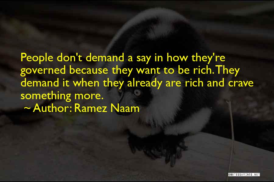 Ramez Naam Quotes: People Don't Demand A Say In How They're Governed Because They Want To Be Rich. They Demand It When They