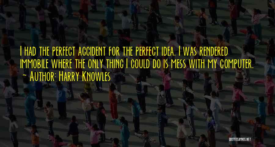 Harry Knowles Quotes: I Had The Perfect Accident For The Perfect Idea. I Was Rendered Immobile Where The Only Thing I Could Do