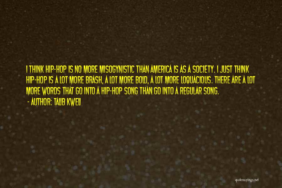 Talib Kweli Quotes: I Think Hip-hop Is No More Misogynistic Than America Is As A Society. I Just Think Hip-hop Is A Lot