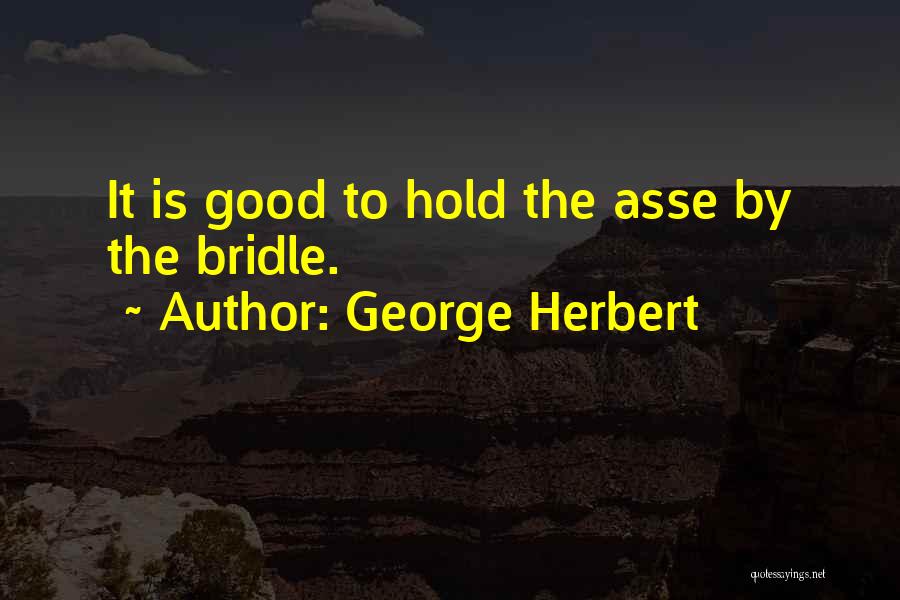 George Herbert Quotes: It Is Good To Hold The Asse By The Bridle.