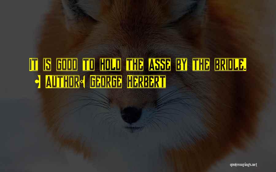 George Herbert Quotes: It Is Good To Hold The Asse By The Bridle.
