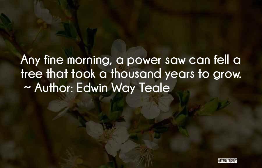 Edwin Way Teale Quotes: Any Fine Morning, A Power Saw Can Fell A Tree That Took A Thousand Years To Grow.