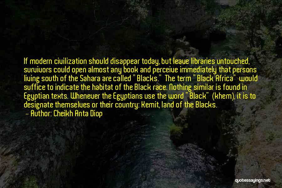 Cheikh Anta Diop Quotes: If Modern Civilization Should Disappear Today, But Leave Libraries Untouched, Survivors Could Open Almost Any Book And Perceive Immediately That