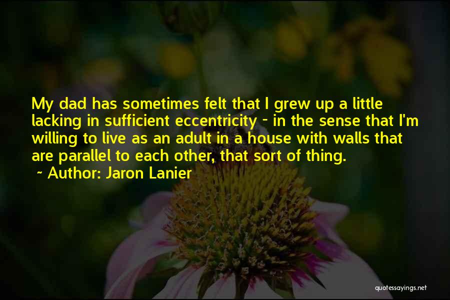 Jaron Lanier Quotes: My Dad Has Sometimes Felt That I Grew Up A Little Lacking In Sufficient Eccentricity - In The Sense That