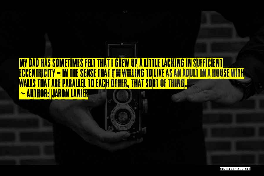 Jaron Lanier Quotes: My Dad Has Sometimes Felt That I Grew Up A Little Lacking In Sufficient Eccentricity - In The Sense That